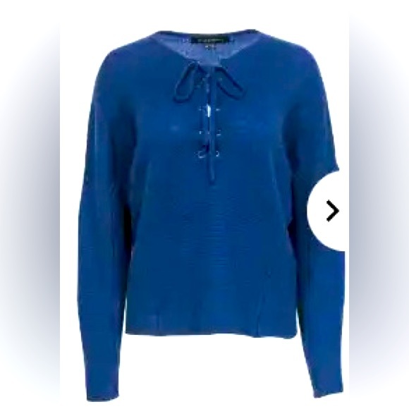 Blue 360 SKULL Cashmere Tir Front Sweater w/Skull Intarsia on back Women’s Sz S - Picture 2 of 12